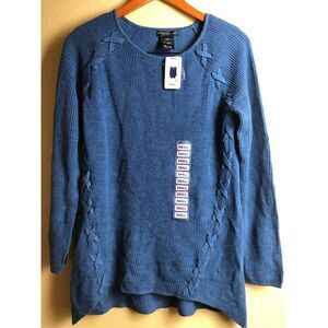 DESIGN HISTORY Women's Blue Sweater Laced Knitted NWT Size S